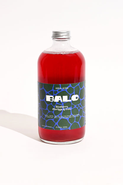 Blueberry, moringa, yuzu shrub mixer